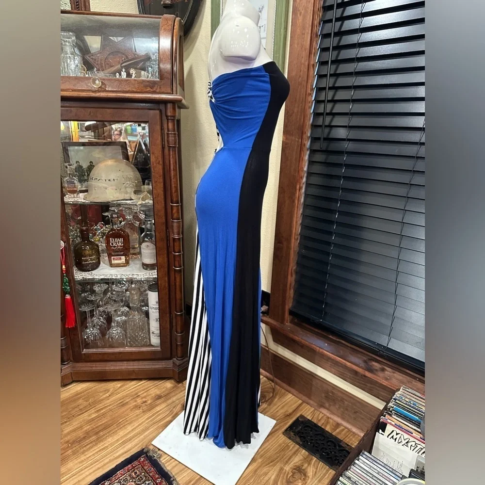 REMAIN Colorblock Striped Strapless Maxi Dress Cutout Back XS Coastal Boho